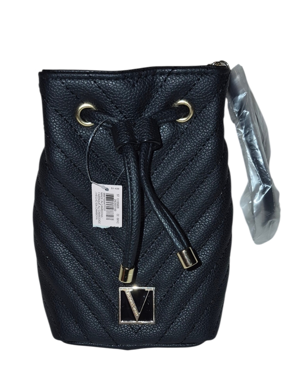 NWT Victoria's Secret Black Quilted Small Drawstring Wristlet